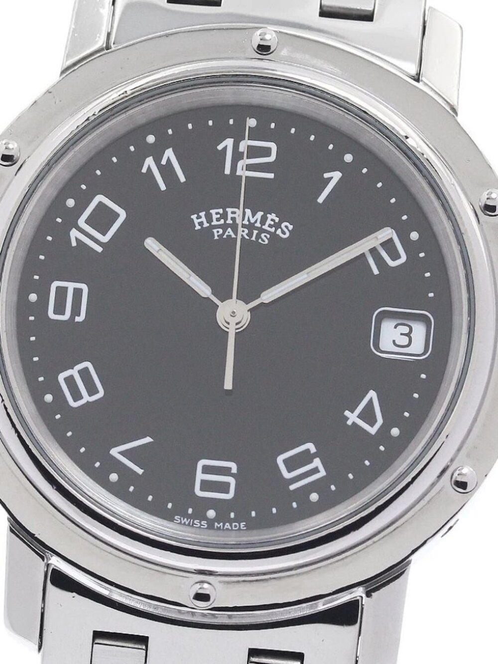 HERMES Clipper CL6.710 Date Black Dial Quartz Men's Watch_956037
